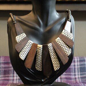 Wooden Tribal Primitive  Collar Necklace